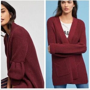 Anthropologie "knitted & knotted Balloon Sleeve Cardigan